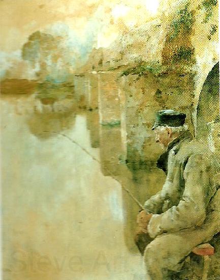 Carl Larsson fiskare fran grez -sur-loing Norge oil painting art